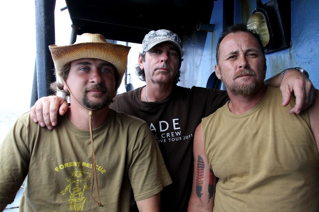 The Forest Rescue Activists visit the Steve Irwin in Fremantle while it was in port (these three later boarded the Shonan Maru #2) © Sea Shepherd Conservation Society - copyright http://www.seashepherd.org